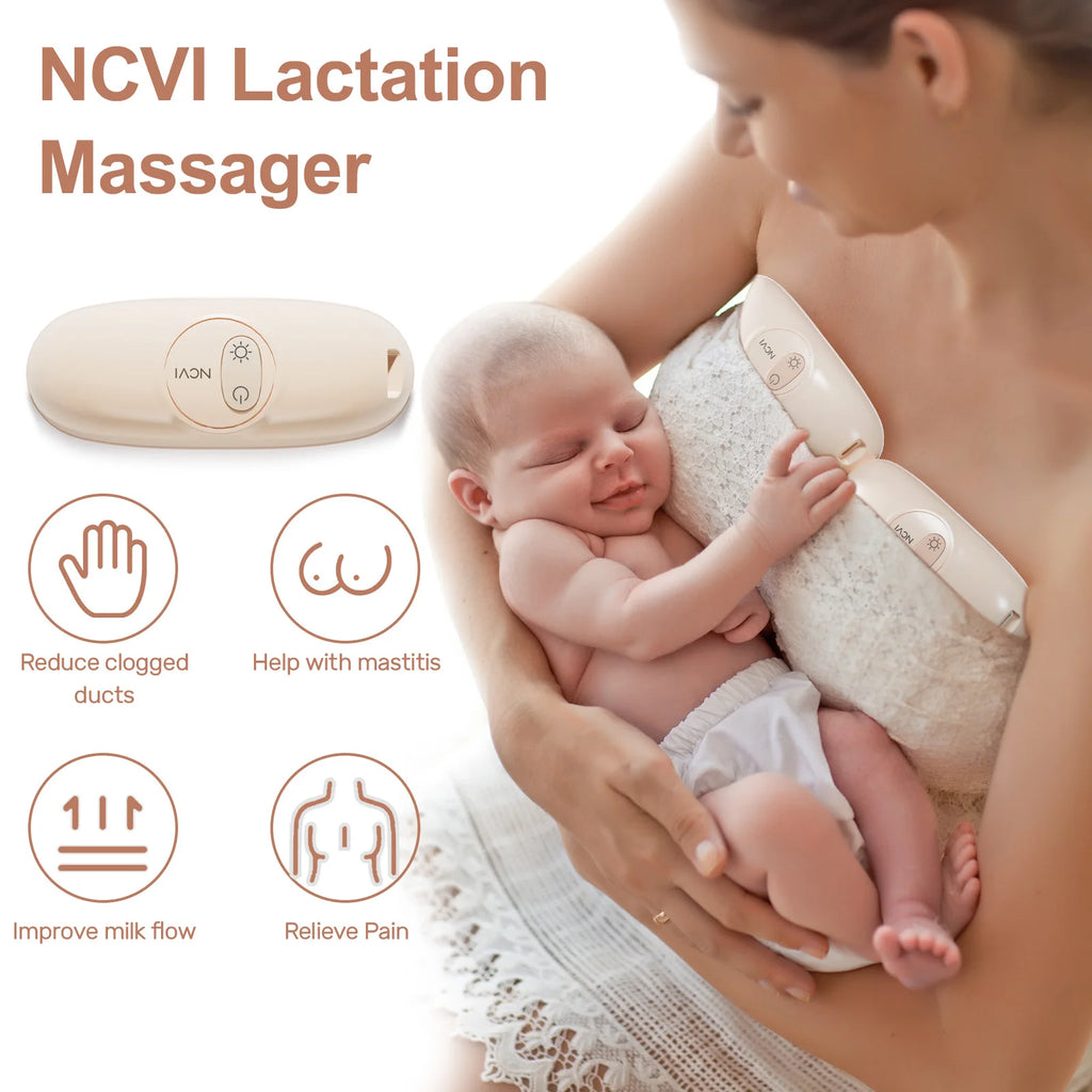 NCVI 2-Pack Warming Lactation Massagers with Heat And Vibration Modes Breastfeeding Support for Nursing Pumping Moms Relieves Engorgement And Clogged Ducts