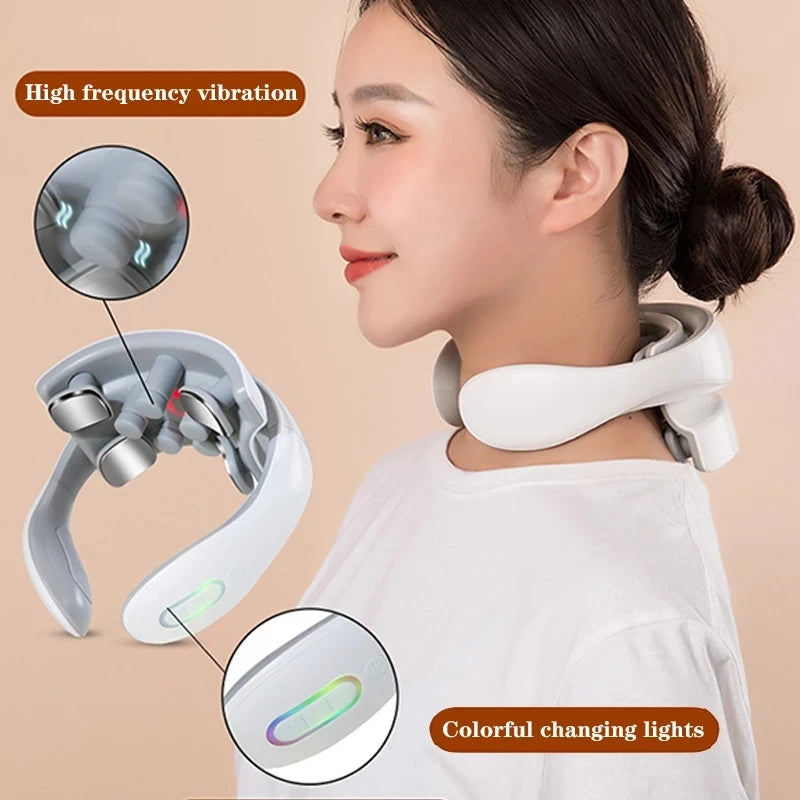Smart Neck Massage Device Portable Shoulder and Neck Massager Cervical Vertebra Health Care Vibrator Red Light Massage