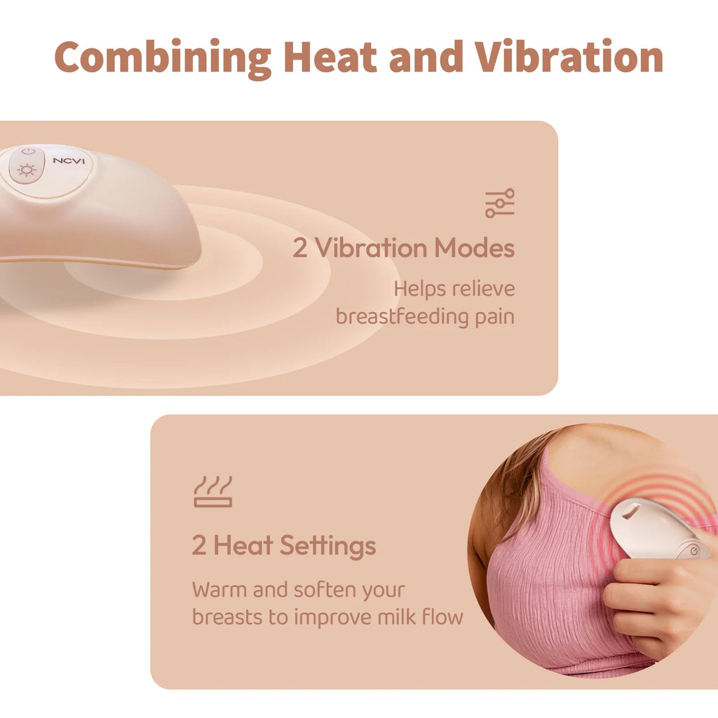 NCVI 2-Pack Warming Lactation Massagers with Heat And Vibration Modes Breastfeeding Support for Nursing Pumping Moms Relieves Engorgement And Clogged Ducts