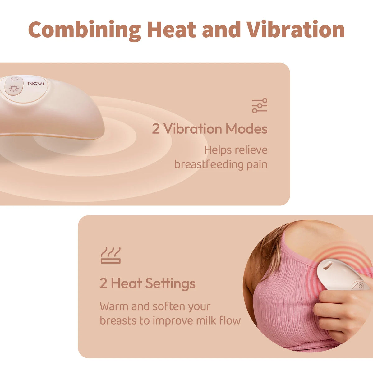 NCVI 2-Pack Warming Lactation Massagers with Heat And Vibration Modes Breastfeeding Support for Nursing Pumping Moms Relieves Engorgement And Clogged Ducts